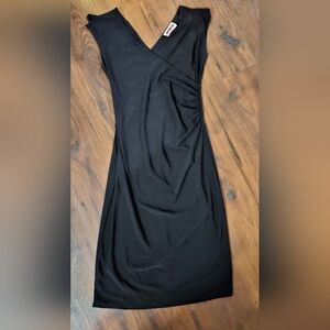 Vintage Venus Y2k Black Dress, Size M, Cross Front, Material Stretches